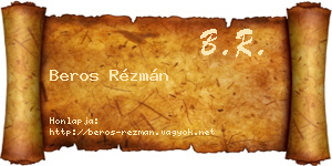Beros Rézmán névjegykártya